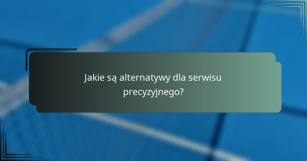 Jakie są alternatywy dla serwisu precyzyjnego?